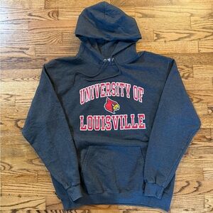 Dark Gray Champion of Louisville Cardinals Pullover Hoodie Large L
